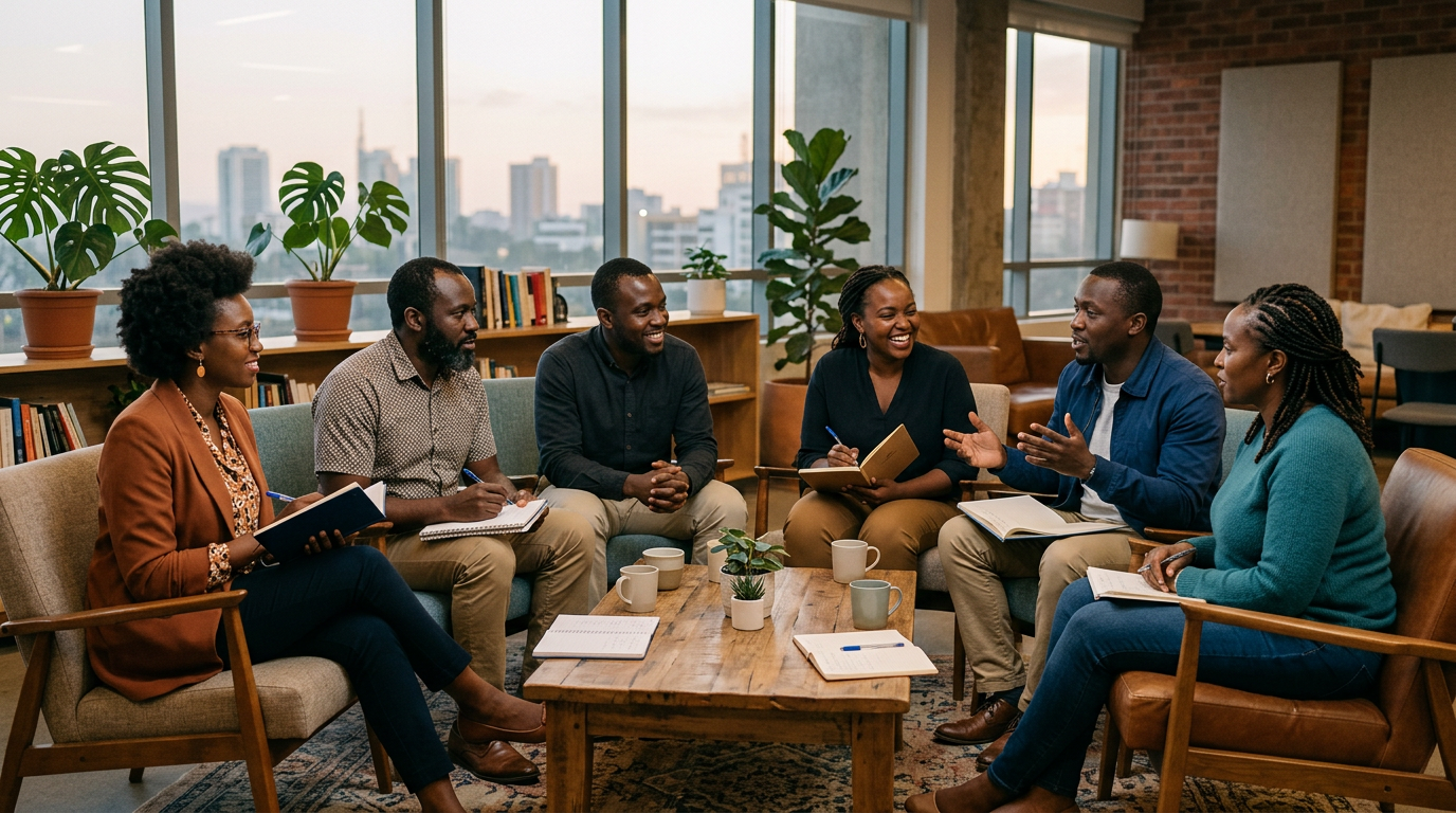 Professionals connecting at a small learning gathering